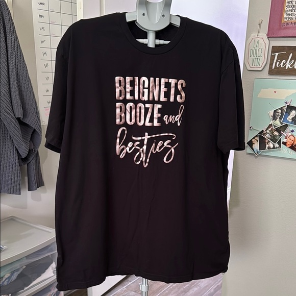 Bestie Fun Black Tee with Pink Graphic - Picture 1 of 6